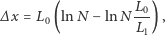  L0 ∆x = L0(lnN− ln N--) , L1 