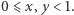 |0⩽ x,y < 1.