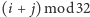|(i + j)mod 32 