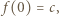 | f(0) = c,