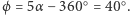  ○ ○ ϕ = 5α −360 = 40 . 