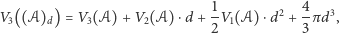 V ((𝒜) ) = V (𝒜) + V (𝒜) ⋅d + 1V (𝒜) ⋅d2 + 4π d3, 3 d 3 2 2 1 3 