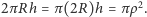  2 |2πRh = π(2R)h = πρ . 