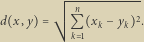  n---------- d x,y Q xk yk 2. k 1 