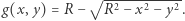  √ ------------ g(x, y) = R − R2 − x2− y2. 