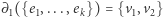 ∂1({e1,...,ek}) = {v1,v2} 