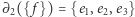 ∂2({ f }) = {e1,e2,e3} 