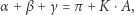 α+ β + γ= π + K⋅ A, 