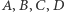 |A,B,C,D 