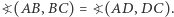?(AB, BC) = ?(AD, DC). 