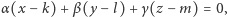 α (x− k) + β(y −l) +γ (z− m) = 0, 