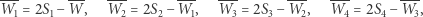 W--= 2S −W--, W--= 2S − W-, W--= 2S − W--, W--= 2S − W--, 1 1 2 2 1 3 3 2 4 4 3 