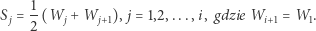 S j =-1(W j + W j+1), j = 1,2,...,i, gdzie Wi+1 = W1. 2 