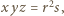  2 xyz = r s,