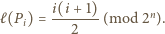 ℓ(P ) = i(i-+1)-(mod 2n). i 2 