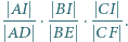  AI BI CI -----⋅---- ⋅----. D A BE CF 