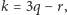 k = 3q− r, 