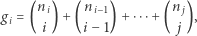  ni ni− 1 n j gi = ( )+ ( ) + ⋅⋅⋅+ ( ), i i −1 j 