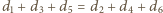 d1 + d3 + d5 = d2 + d4 + d6 