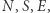 ,S,E, |N 