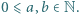 0 ⩽ a,b ∈N. 
