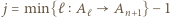  j = min{ℓ A 