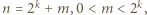  k k n = 2 + m ,0 < m < 2 , 