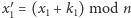 x1′= (x1 + k1) mod n