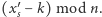  ′ |(xs− k) mod n.