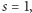 s = 1,