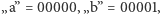 |„a” = 00000,„b” = 00001, 