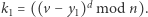 |k1 = ((v− y1)d mod n). 