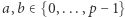 |a,b ∈{0,...,p − 1} 
