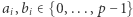 ai,bi∈ {0,...,p −1} 