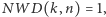 WD(k,n)=1, |N 