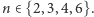 n ∈{2, 3,4,6}. 
