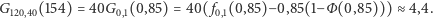 G120,40(154) = 40G0,1(0,85) = 40( f0,1(0,85)− 0,85(1− Φ(0,85)))≈ 4,4. 