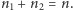 n1 + n2 = n.