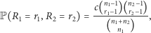  n1− 1 n2− 1 P(R = r ,R = r ) = c(r1−1)(r2−1), 1 1 2 2 (n1+n2) n1 