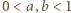 0 < a,b < 1 