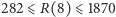 |282⩽ R(8) ⩽ 1870 