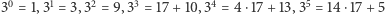  0 1 2 3 4 5 3 = 1,3 = 3,3 = 9,3 = 17 + 10, 3 = 4⋅17 +13,3 = 14⋅17 +5 
