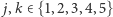 | j,k ∈ {1,2,3,4, 5} 