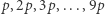 |p,2p,3p,...,9p