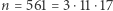 n = 561 = 3 ⋅11 ⋅17 
