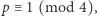 |p≡ 1 (mod 4), 