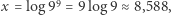 x = log 99 = 9log 9≈ 8,588, 