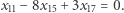 x11− 8x15 +3x17 = 0.