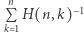  n |P H(n, k 1 