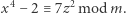  4 2 . x −2 ≡ 7z mod m 